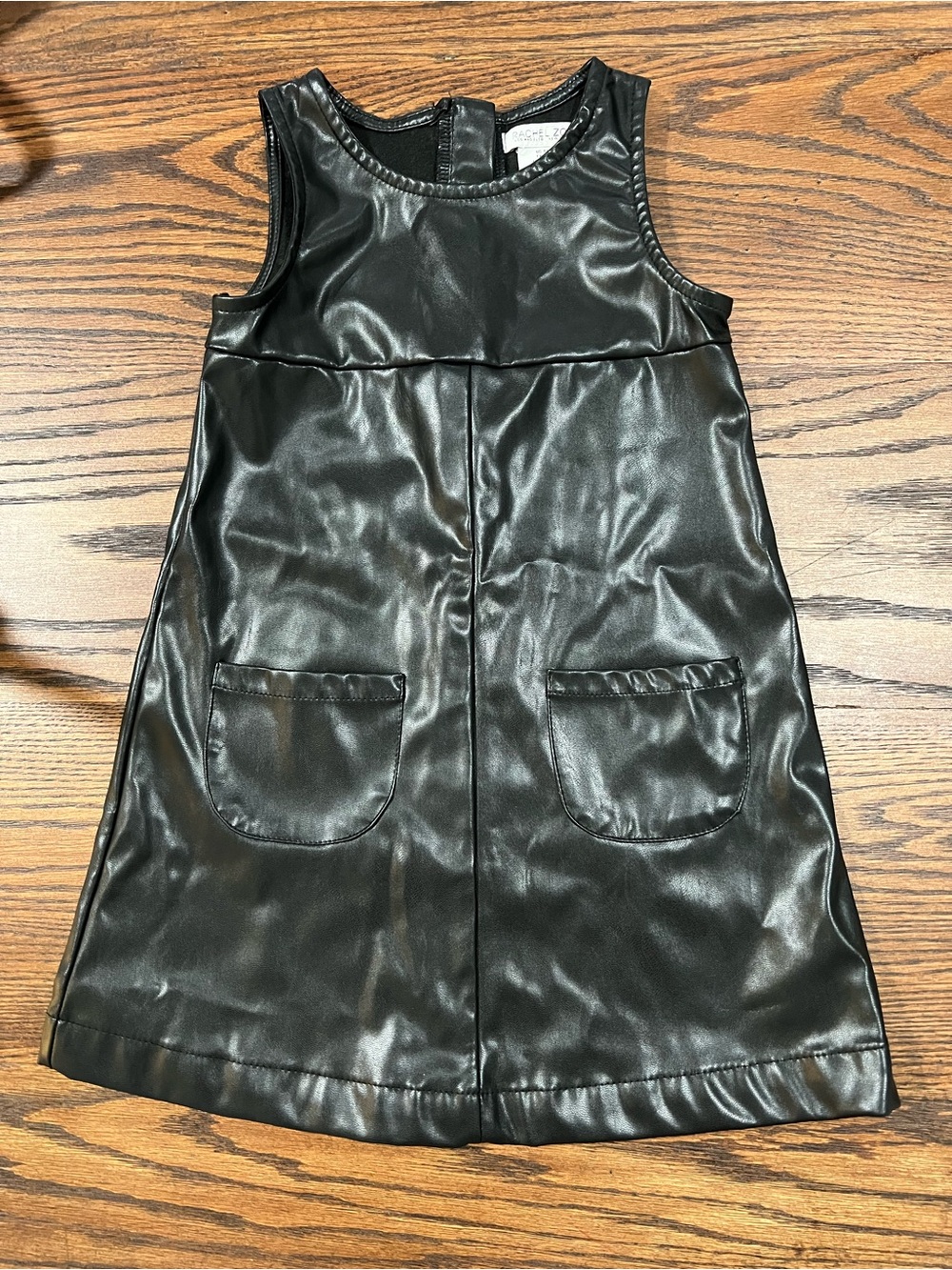 Rachel‎ Zoe girls Black Faux Leather Sleeveless Pinafore Dress